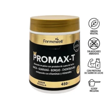 Suplemento Promax T sabor vainilla con proteína de suero de leche y licopeno para la energía y el cuidado del hombre