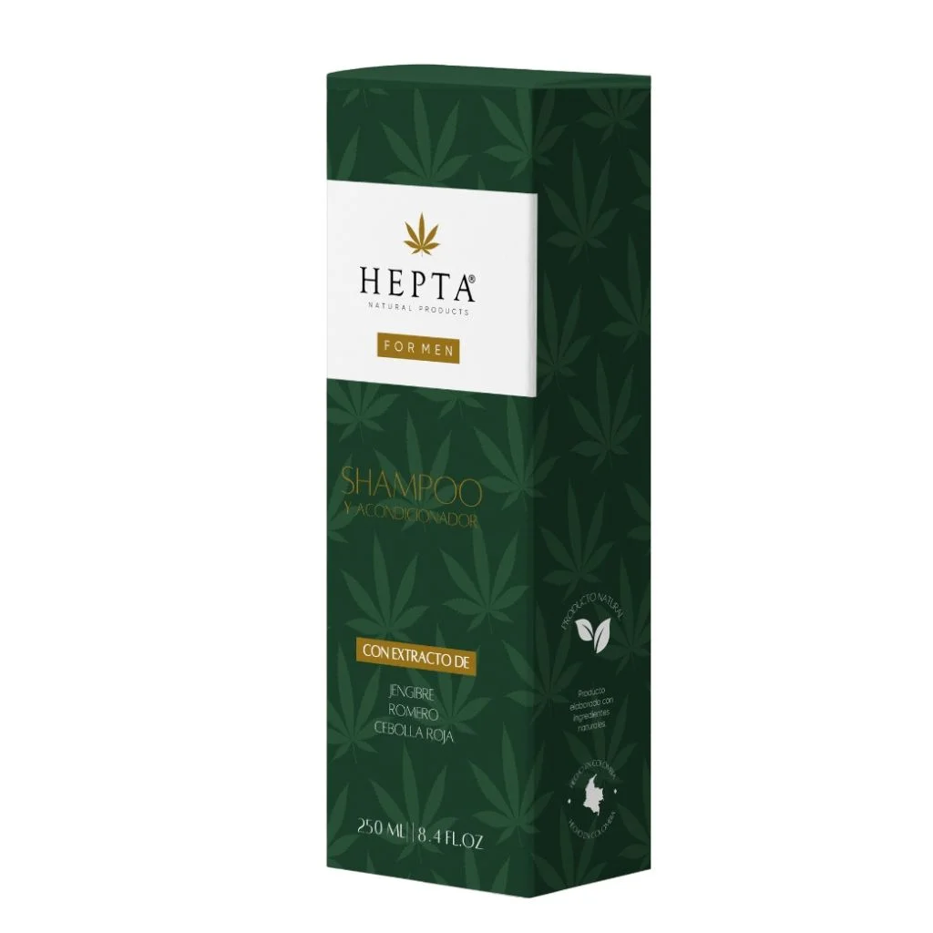 SHAMPOO Y ACONDICIONADOR PARA HOMBRES HEPTA Shampoo y Acondicionador HEPTA For Men crecimiento capilar cebolla jengibre