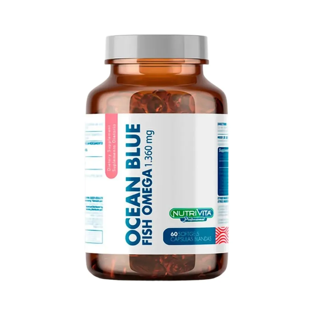 ocean-blue-fish-omega-nutrivita-capsulas-blandas Frasco de Ocean Blue Fish Omega 1360 mg de Nutrivita Professional