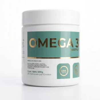 Tarro de Omega 3 Restfull mezcla en polvo con huevo liofilizado aminoacidos y vitamina b6