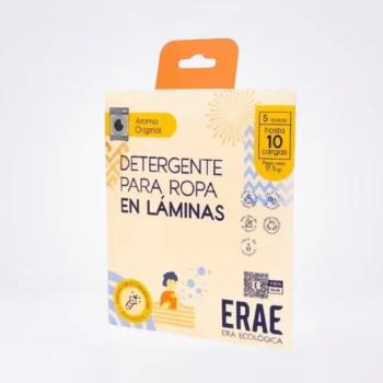 Sobre de detergente en láminas para viaje ERAE aroma original, 5 láminas para hasta 10 cargas, peso 17,5 g